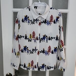 Colorful Graphic Button-Up Shirt